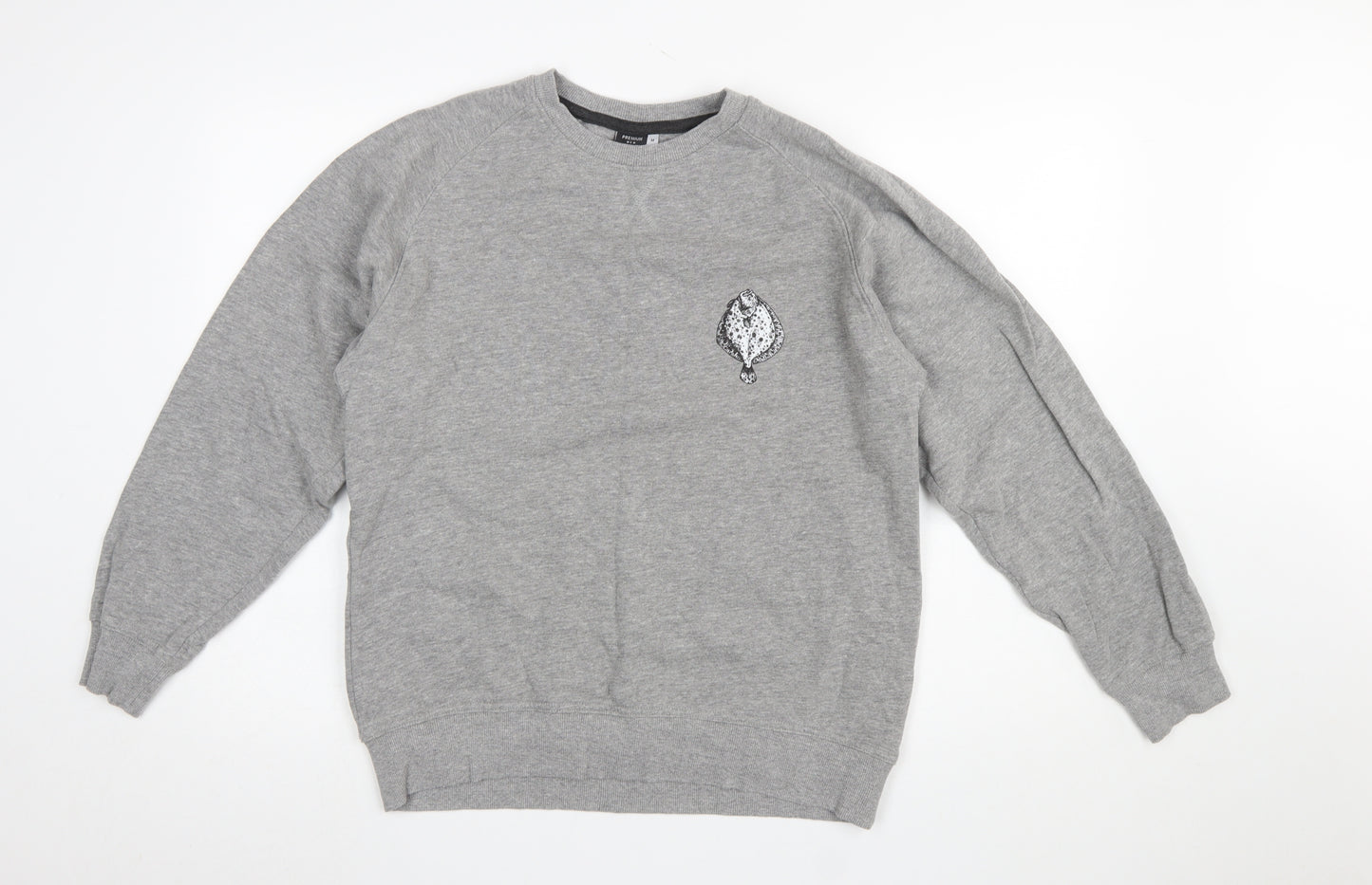 Spreadshirt Men’s Grey Pullover Sweatshirt M Crew Neck Cotton Blend