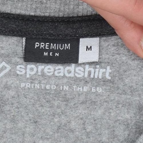 Spreadshirt Men’s Grey Pullover Sweatshirt M Crew Neck Cotton Blend