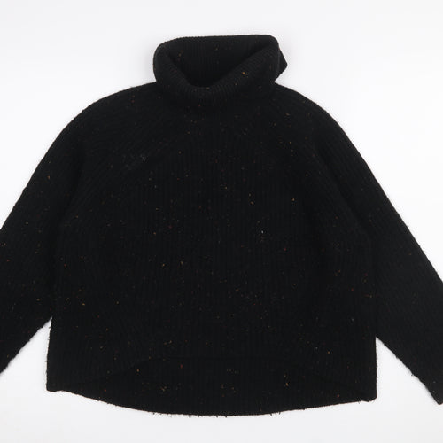 Topshop Women Black Roll Neck Ribbed Pullover Jumper Size 10