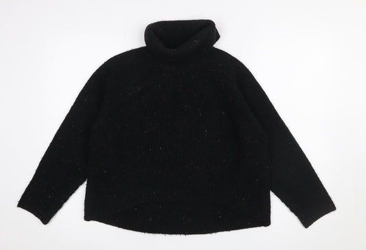 Topshop Women Black Roll Neck Ribbed Pullover Jumper Size 10