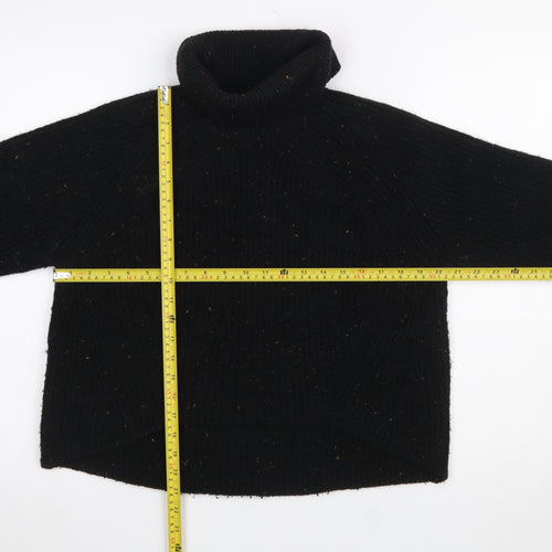 Topshop Women Black Roll Neck Ribbed Pullover Jumper Size 10