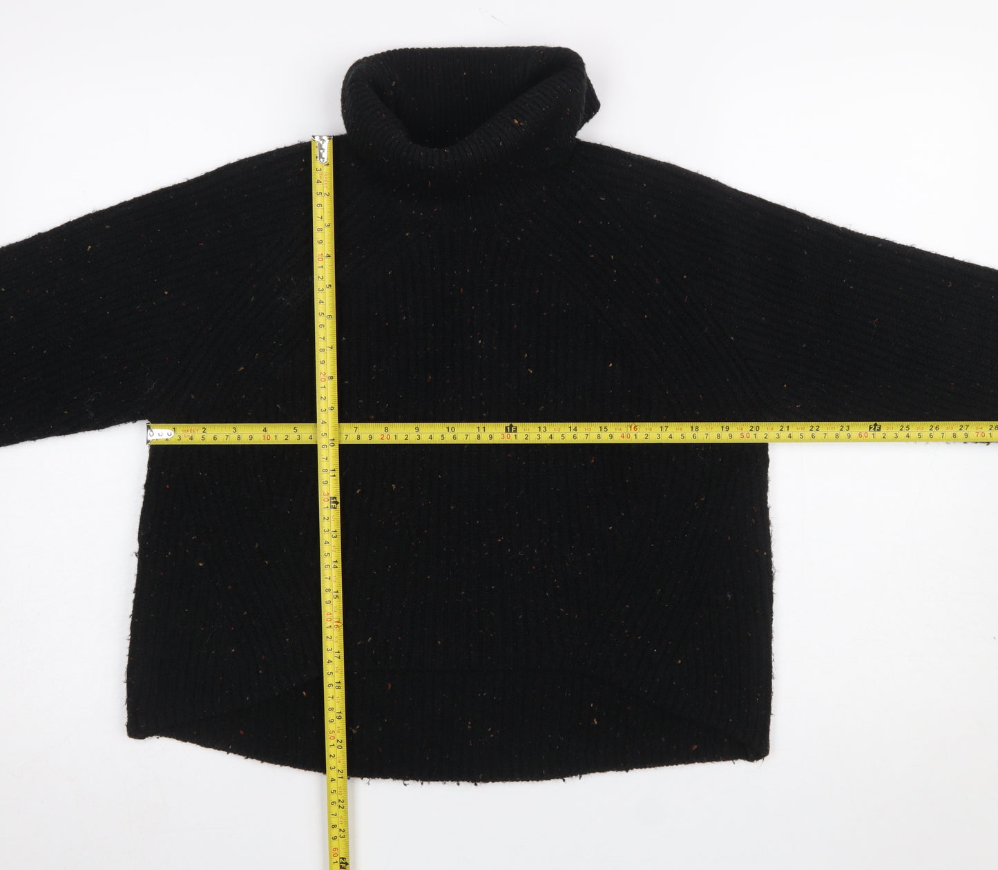 Topshop Women Black Roll Neck Ribbed Pullover Jumper Size 10