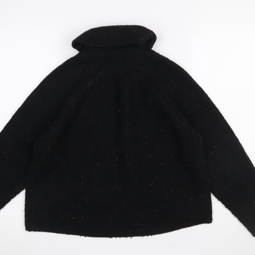 Topshop Women Black Roll Neck Ribbed Pullover Jumper Size 10