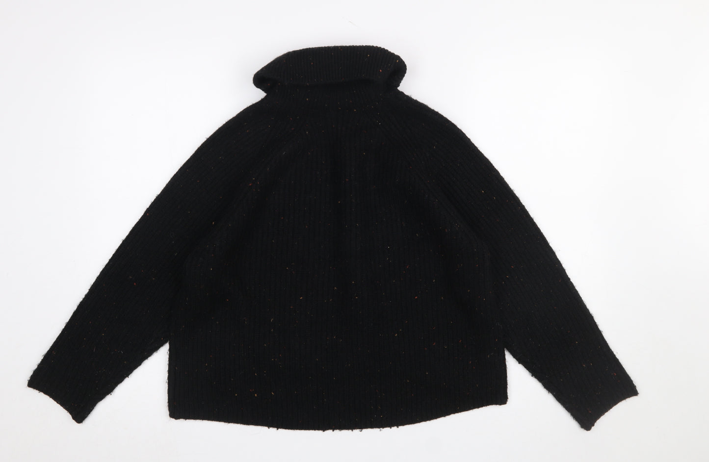 Topshop Women Black Roll Neck Ribbed Pullover Jumper Size 10