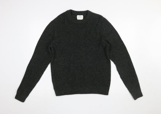 Marks and Spencer Mens Green Wool Blend Crew Neck Chunky Knit Jumper M