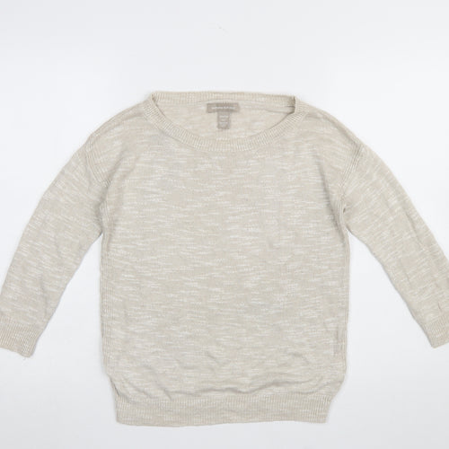 Banana Republic Women Beige XS Linen Blend Long Sleeve Pullover Jumper