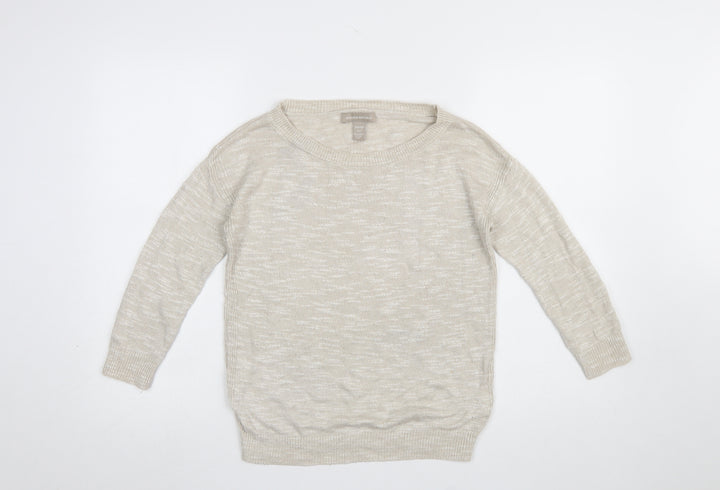 Banana Republic Women Beige XS Linen Blend Long Sleeve Pullover Jumper