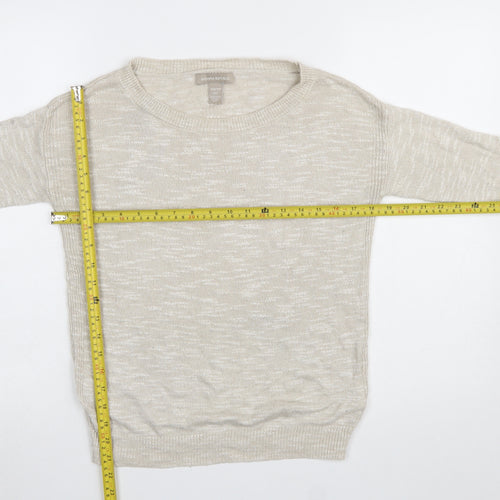 Banana Republic Women Beige XS Linen Blend Long Sleeve Pullover Jumper