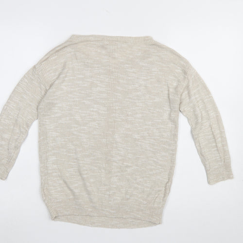 Banana Republic Women Beige XS Linen Blend Long Sleeve Pullover Jumper