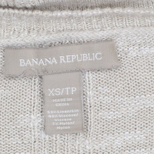 Banana Republic Women Beige XS Linen Blend Long Sleeve Pullover Jumper
