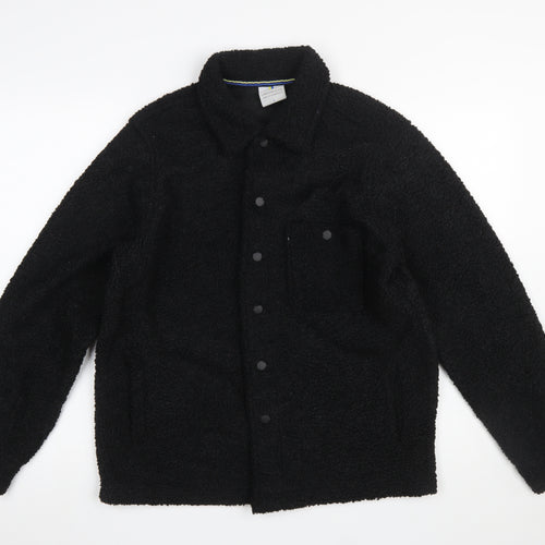 Larsson & Co Men’s Black Fleece Button Jacket Size S Casual Warm Wear