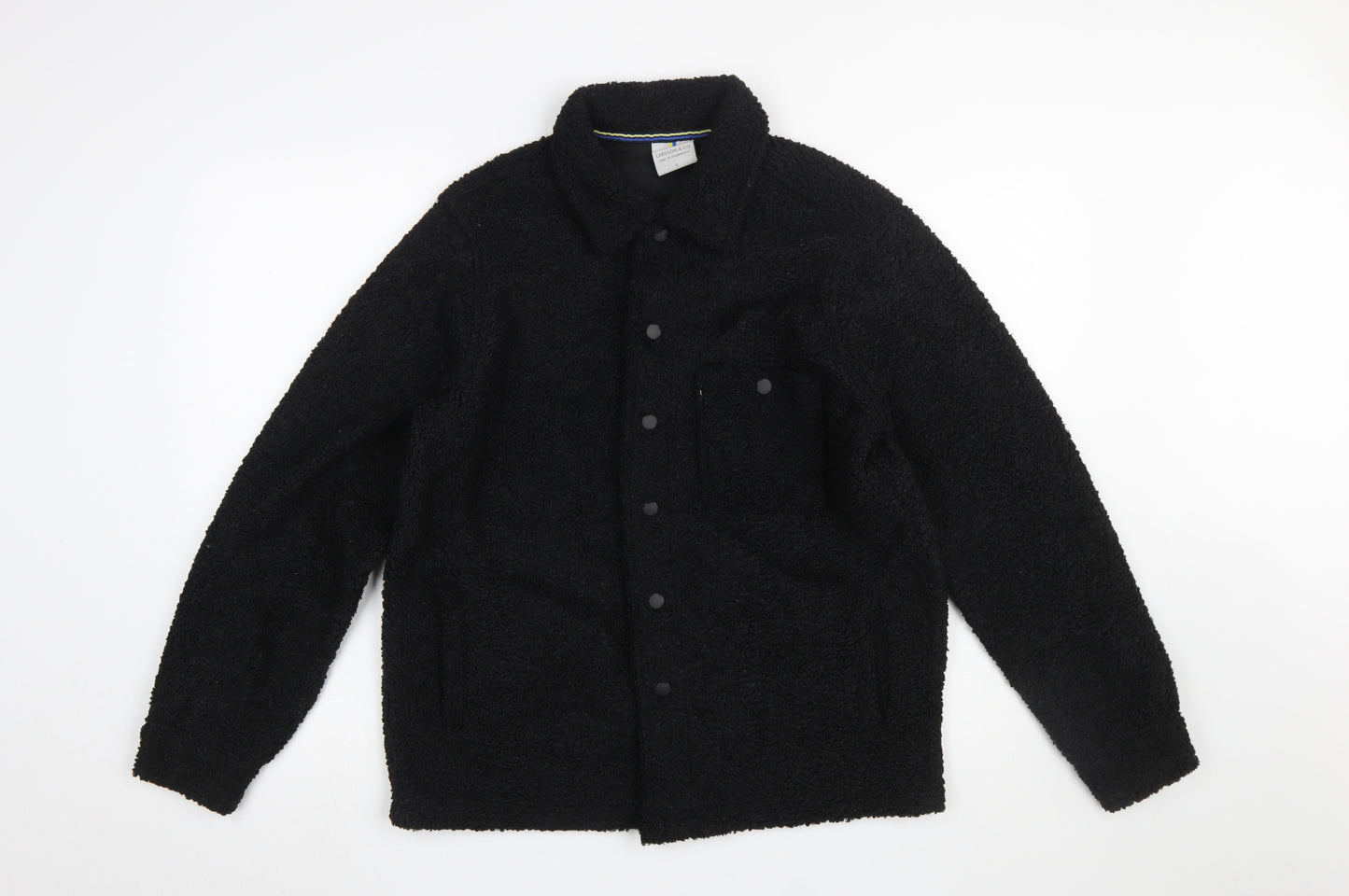 Larsson & Co Men’s Black Fleece Button Jacket Size S Casual Warm Wear