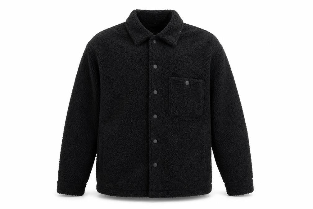 Larsson & Co Men’s Black Fleece Button Jacket Size S Casual Warm Wear