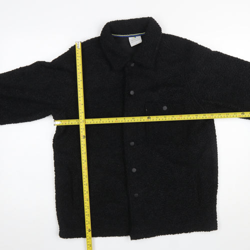 Larsson & Co Men’s Black Fleece Button Jacket Size S Casual Warm Wear