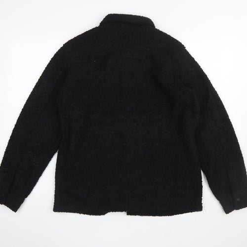 Larsson & Co Men’s Black Fleece Button Jacket Size S Casual Warm Wear