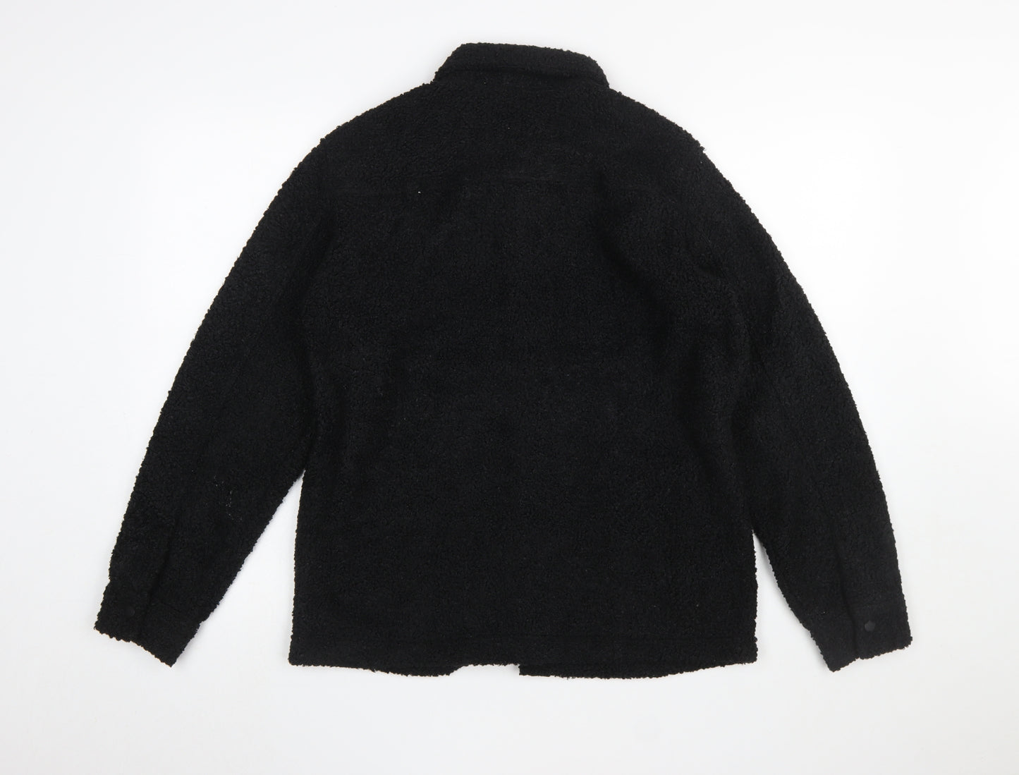 Larsson & Co Men’s Black Fleece Button Jacket Size S Casual Warm Wear