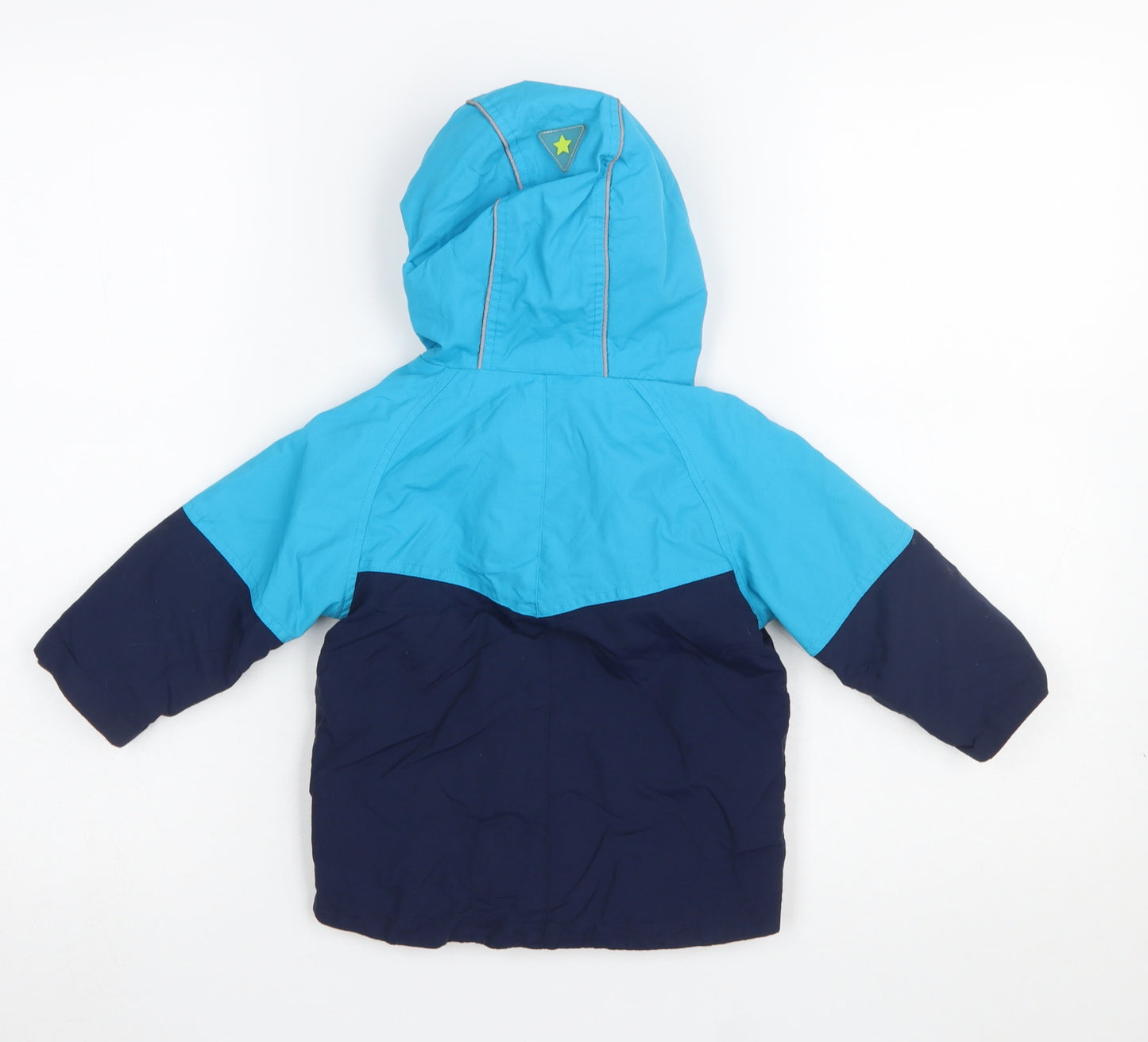Next Unisex Baby Blue Colourblock Puffer Jacket 12-18 Months Hooded Winter Coat
