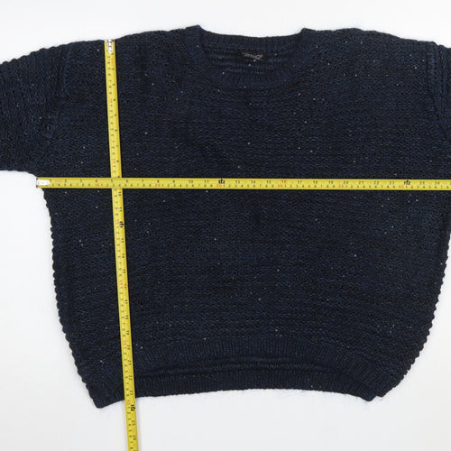 Topshop Women's Blue Chunky-Knit Angora Blend Jumper Size 12