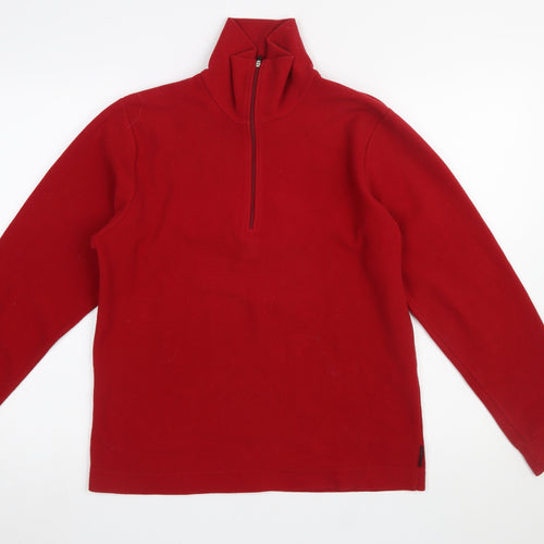 F.lli Campagnolo Men's Red Fleece 1/2 Zip Pullover Sweatshirt Size S