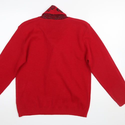 Pure & Natural Women's Red Bow Neck Pullover Jumper M Knit Acrylic