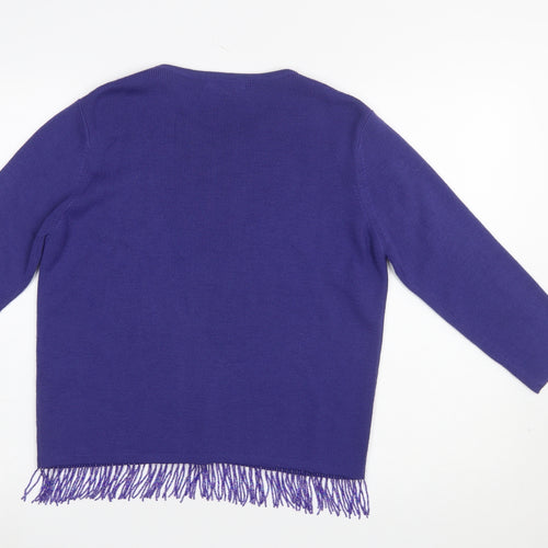 Marks and Spencer Women Purple Beaded Fringe Cardigan UK 14