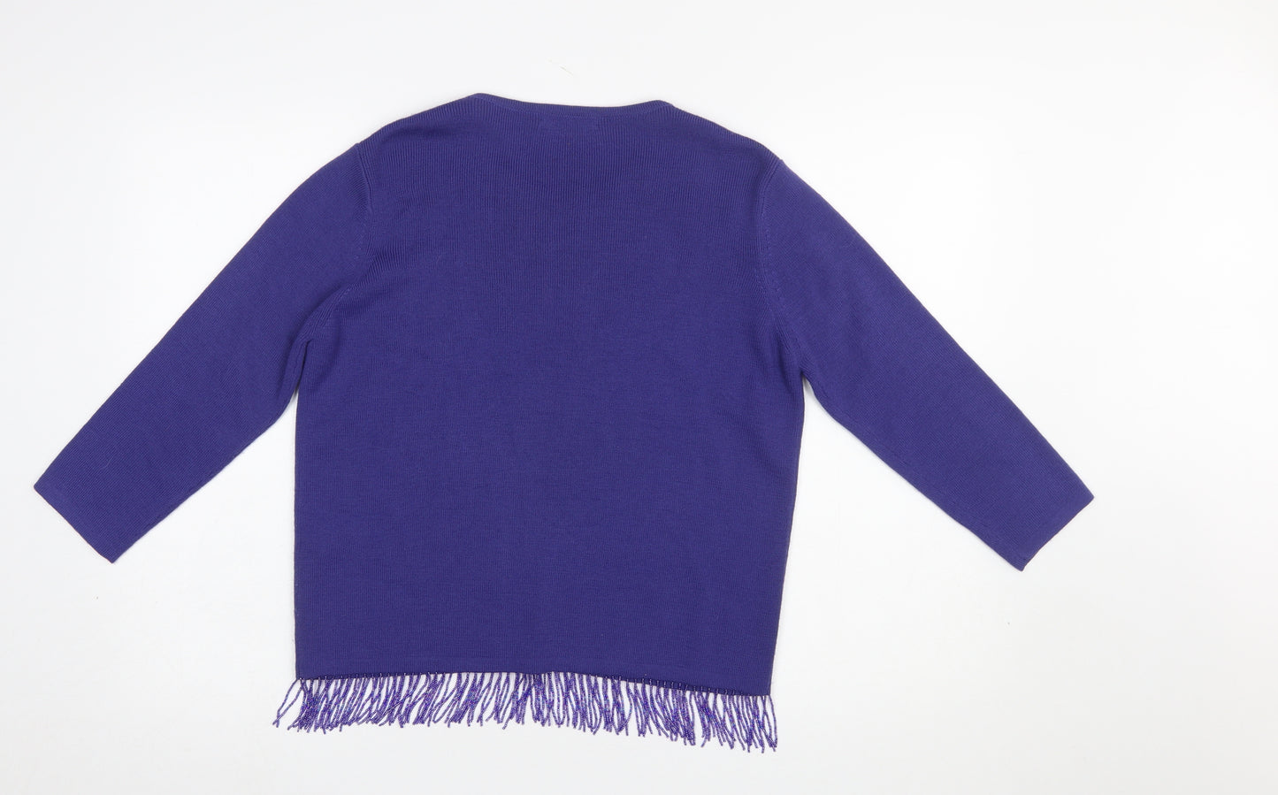 Marks and Spencer Women Purple Beaded Fringe Cardigan UK 14