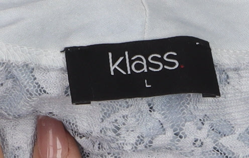 Klass Women’s Blue Lace Kimono Sleeveless Blouse Size L