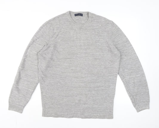 Original Mens Grey Cotton Acrylic Crew Neck Pullover Jumper L