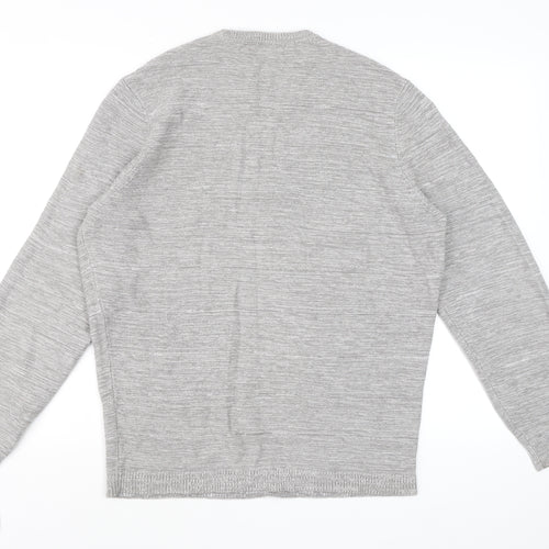 Original Mens Grey Cotton Acrylic Crew Neck Pullover Jumper L