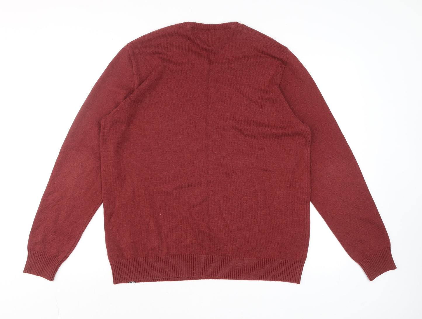 Enzo Milano Men's Red V-Neck Cotton Blend Jumper Size L