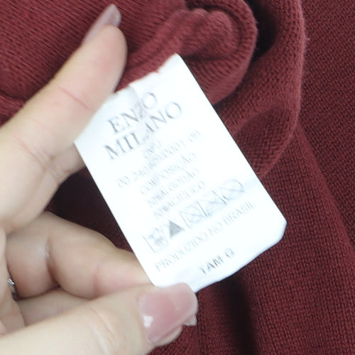 Enzo Milano Men's Red V-Neck Cotton Blend Jumper Size L