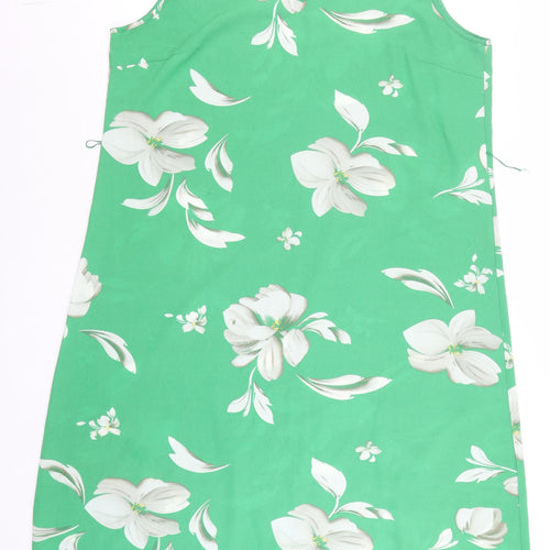 ONLY Carmakoma Women's Green Floral Shift Dress Size 18 Sleeveless V-Neck