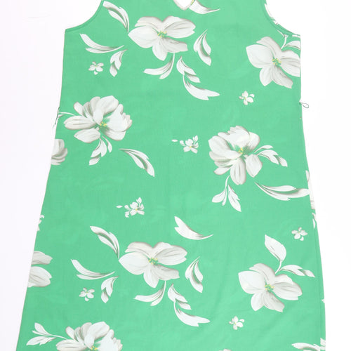 ONLY Carmakoma Women's Green Floral Shift Dress Size 18 Sleeveless V-Neck