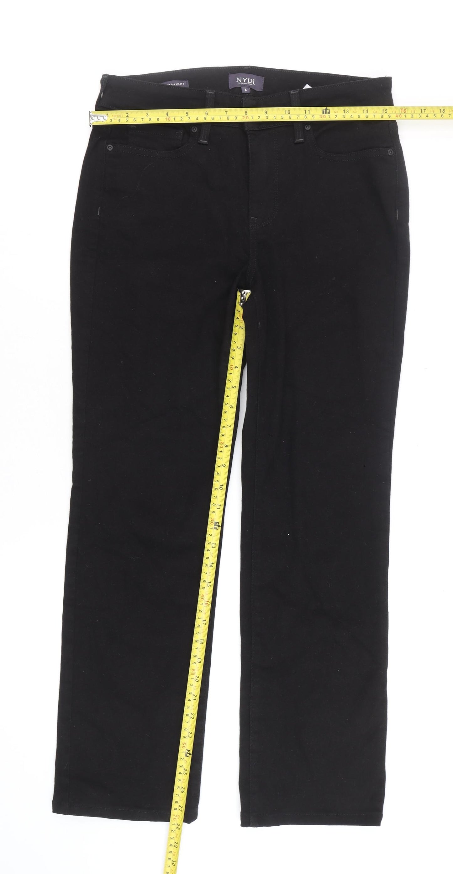 NYDJ Women’s Black Marilyn Straight Jeans Size 10 Lift Tuck Denim