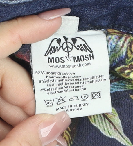 MOS MOSH Women's Blue Skinny Jeans Size 12 Slim Fit Zip Detail