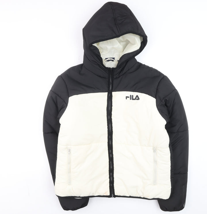 Fila Men's Black Puffer Jacket L Hooded Full Zip Winter Coat