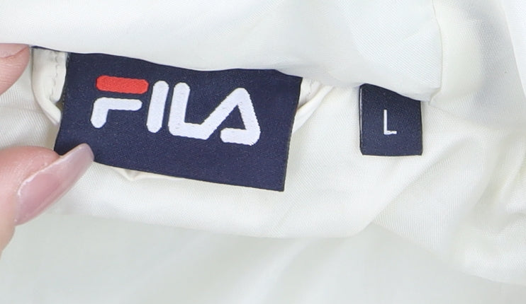 Fila Men's Black Puffer Jacket L Hooded Full Zip Winter Coat