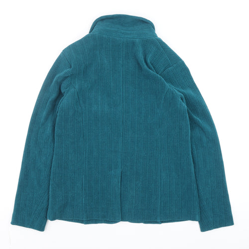 Klass Women Blue Size 10 Textured Knit Button Blazer Jacket