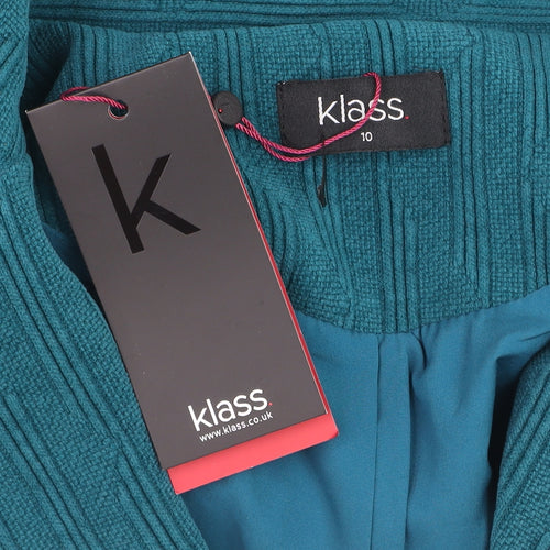 Klass Women Blue Size 10 Textured Knit Button Blazer Jacket
