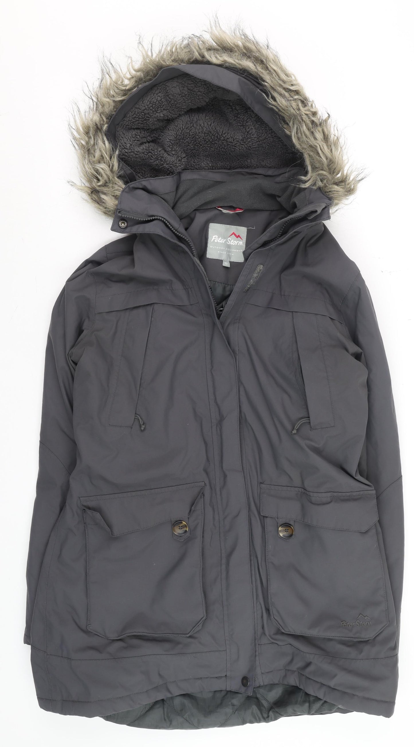 Peter Storm Women’s Grey Size 12 Waterproof Hooded Parka Jacket