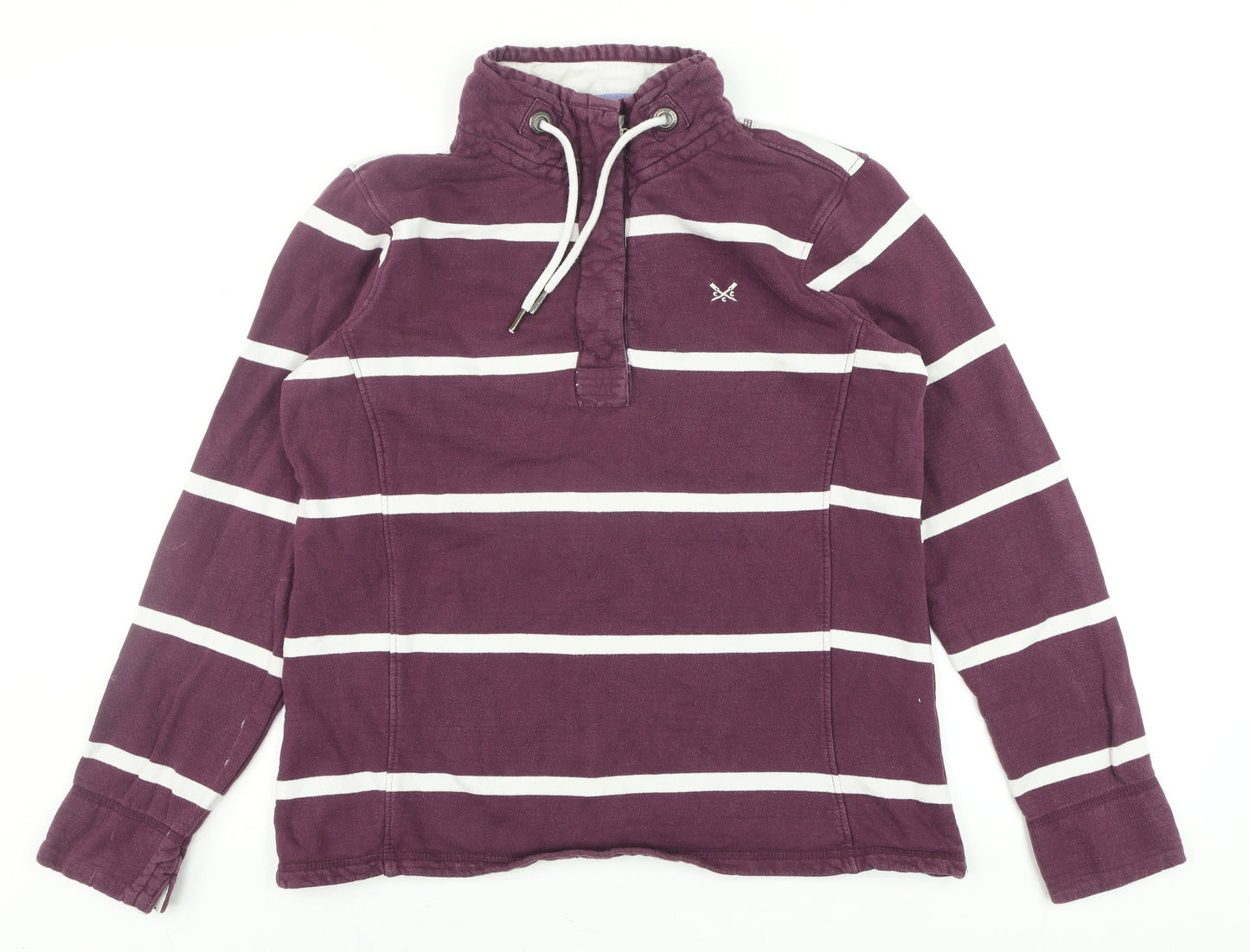 Crew Clothing Company Womens Purple Striped Cotton Pullover Sweatshirt Size 10