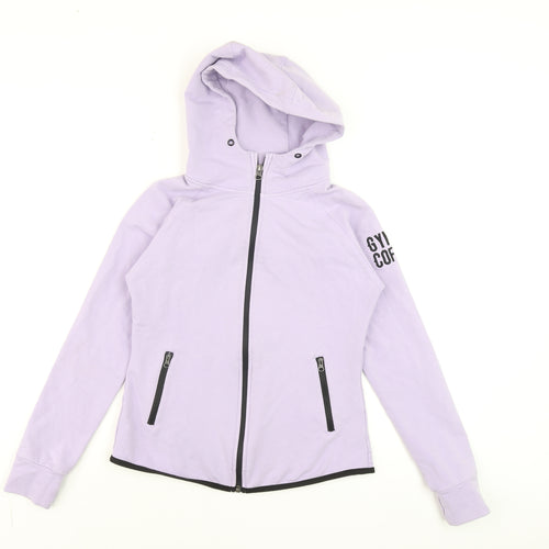 Gym+Coffee Women's Purple Hooded Full Zip Active Track Jacket Size S