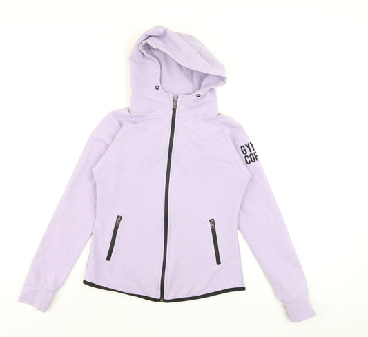 Gym+Coffee Women's Purple Hooded Full Zip Active Track Jacket Size S