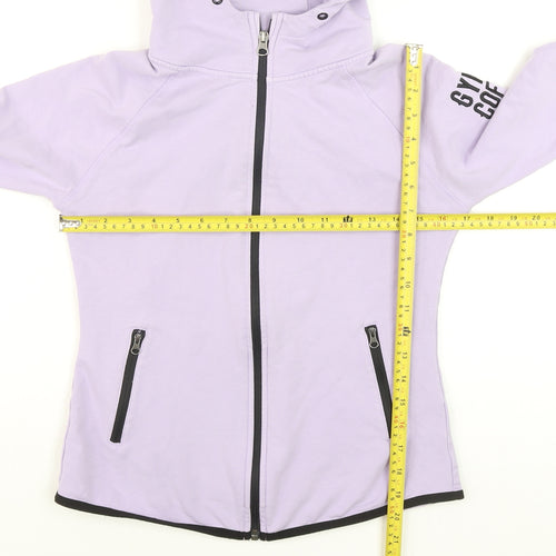 Gym+Coffee Women's Purple Hooded Full Zip Active Track Jacket Size S