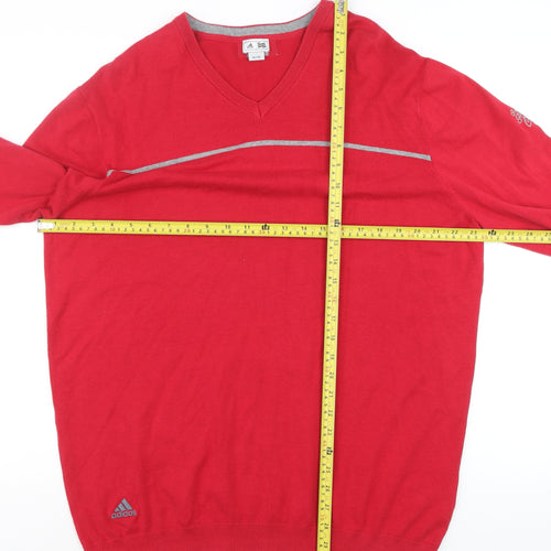 Adidas Men's Red V-Neck XL Cotton Blend Pullover Jumper