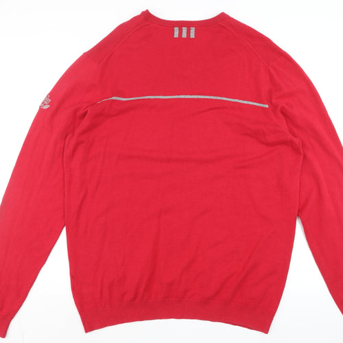 Adidas Men's Red V-Neck XL Cotton Blend Pullover Jumper
