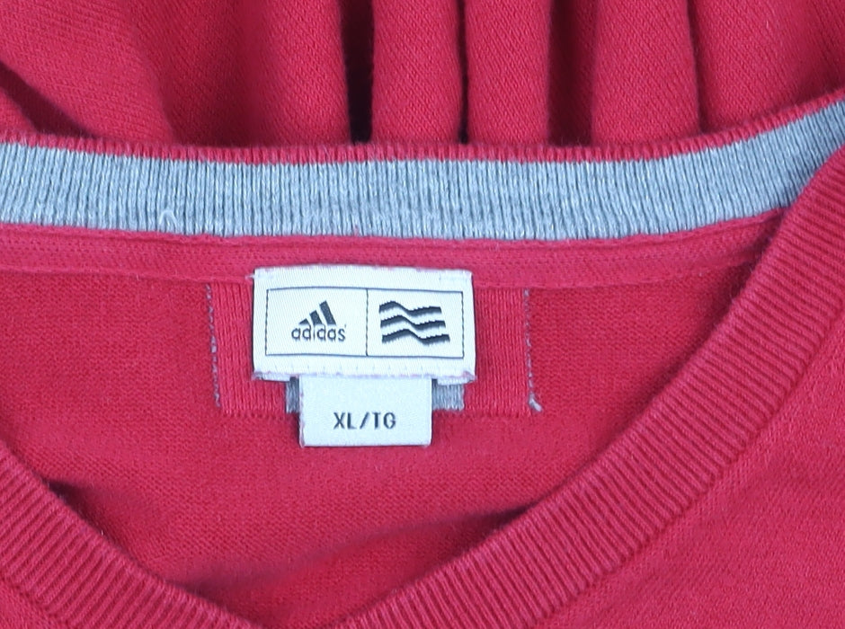 Adidas Men's Red V-Neck XL Cotton Blend Pullover Jumper