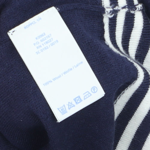 Boden Women Blue Wool Knit Long Sleeve Striped Flared Cuff Jumper UK 10