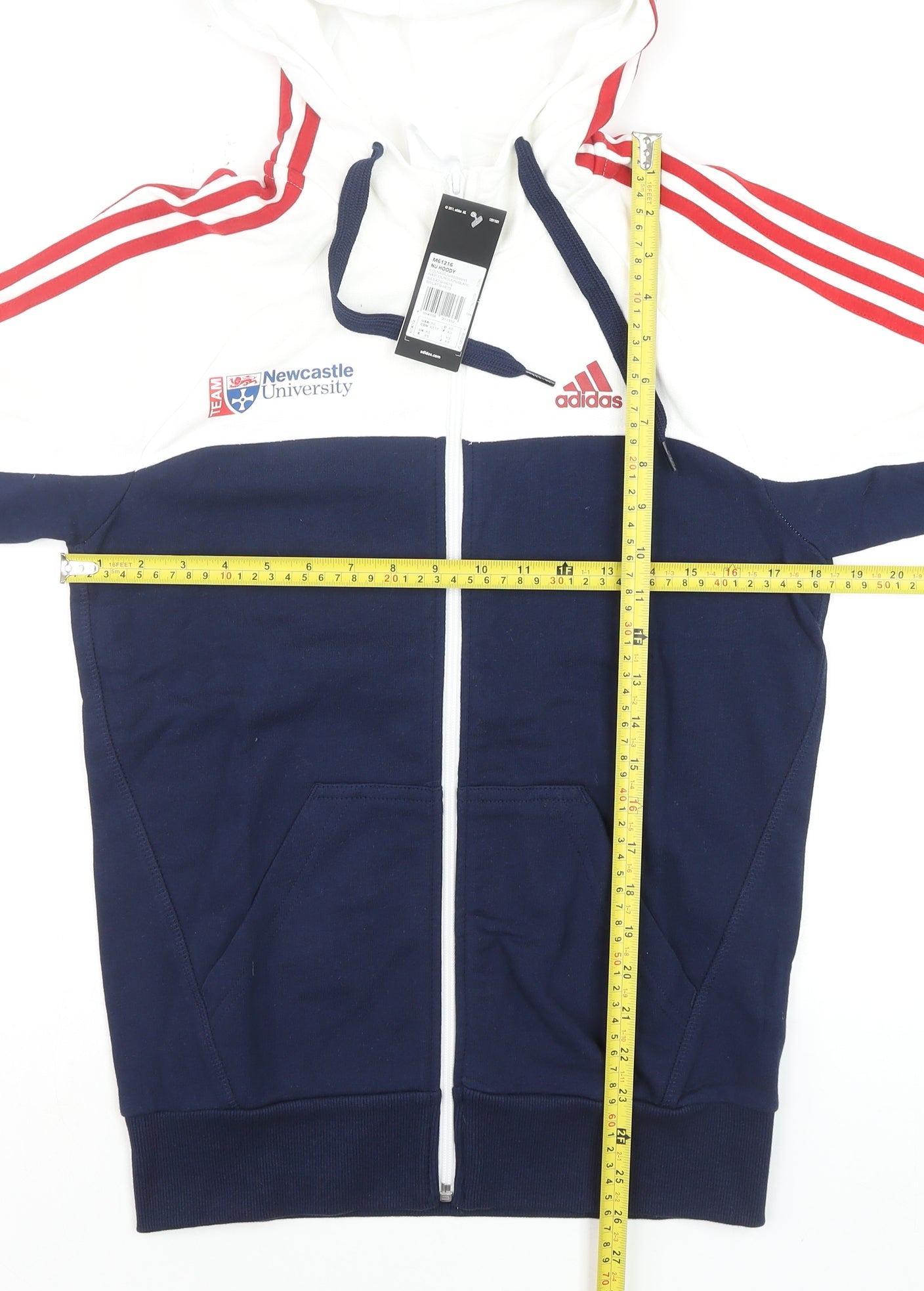 Adidas Performance Men's White/Navy Full Zip Hoodie XS Newcastle University