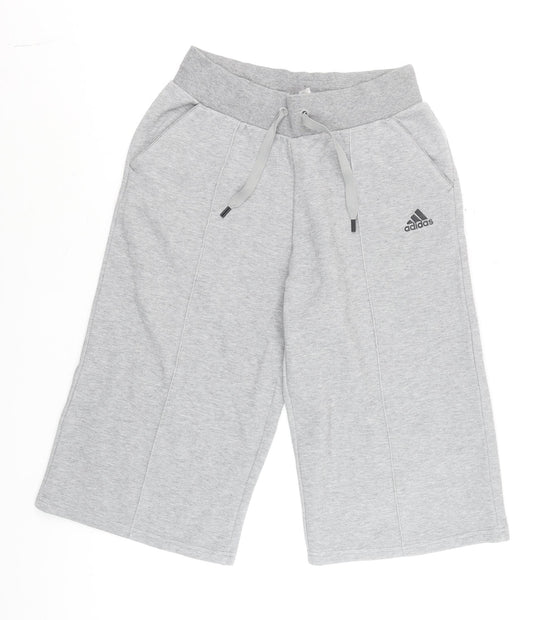 Adidas Men's Grey Small Sweat Shorts Cotton Blend Drawstring Comfort Fit